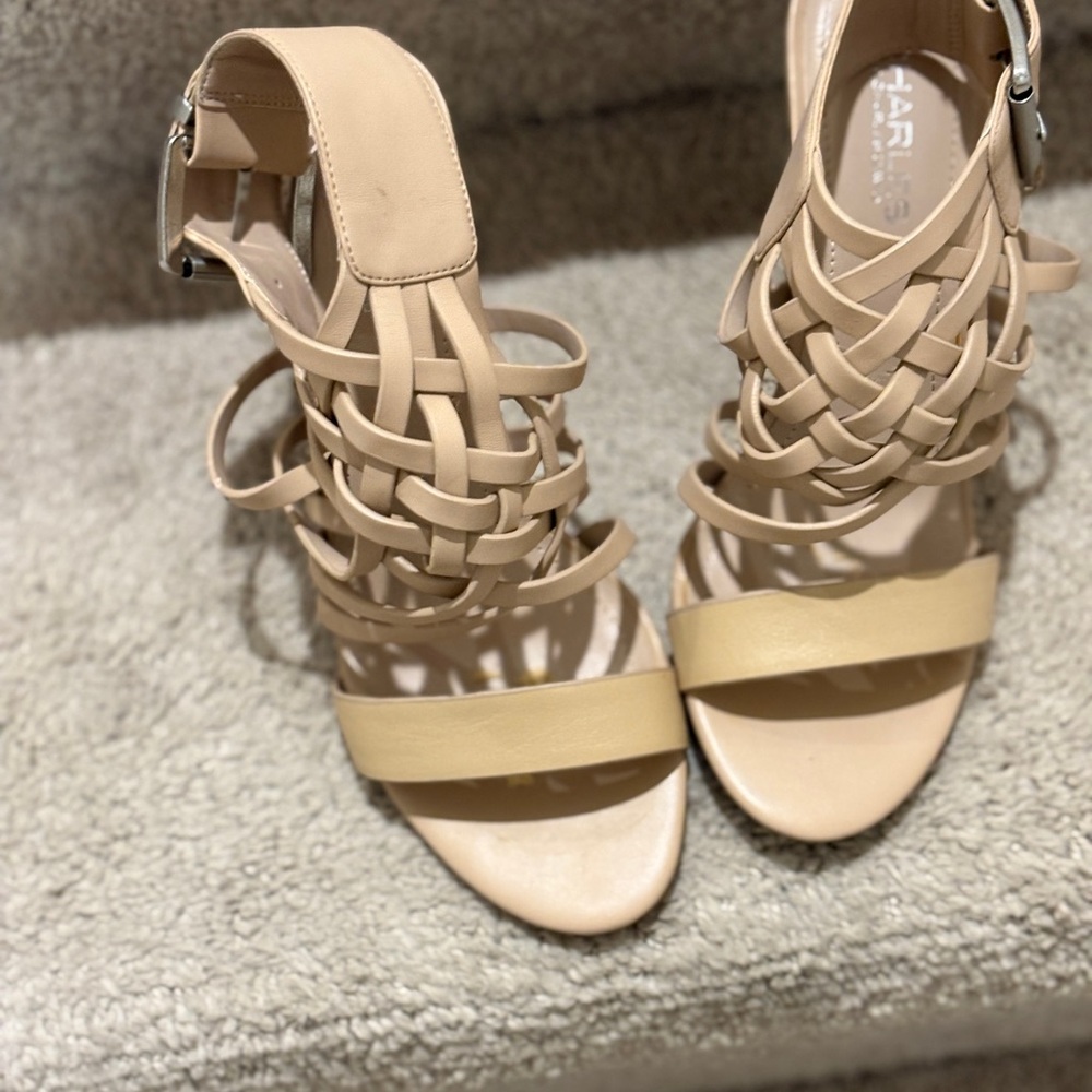 Charles David Beige Strappy Heels - Picture 2 of 8